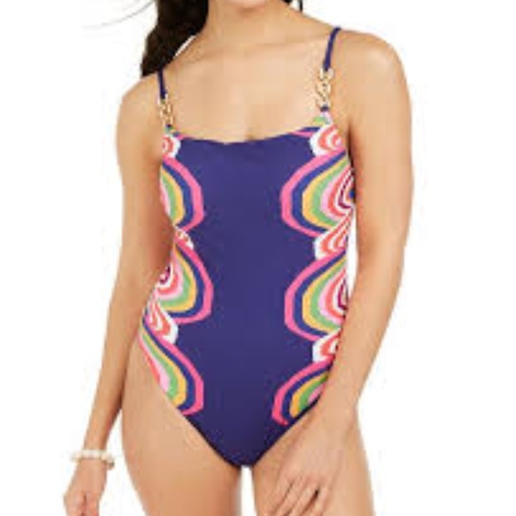 TRINA TURK 10  RAINBOW SWIRL ONE PIECE - Picture 7 of 14